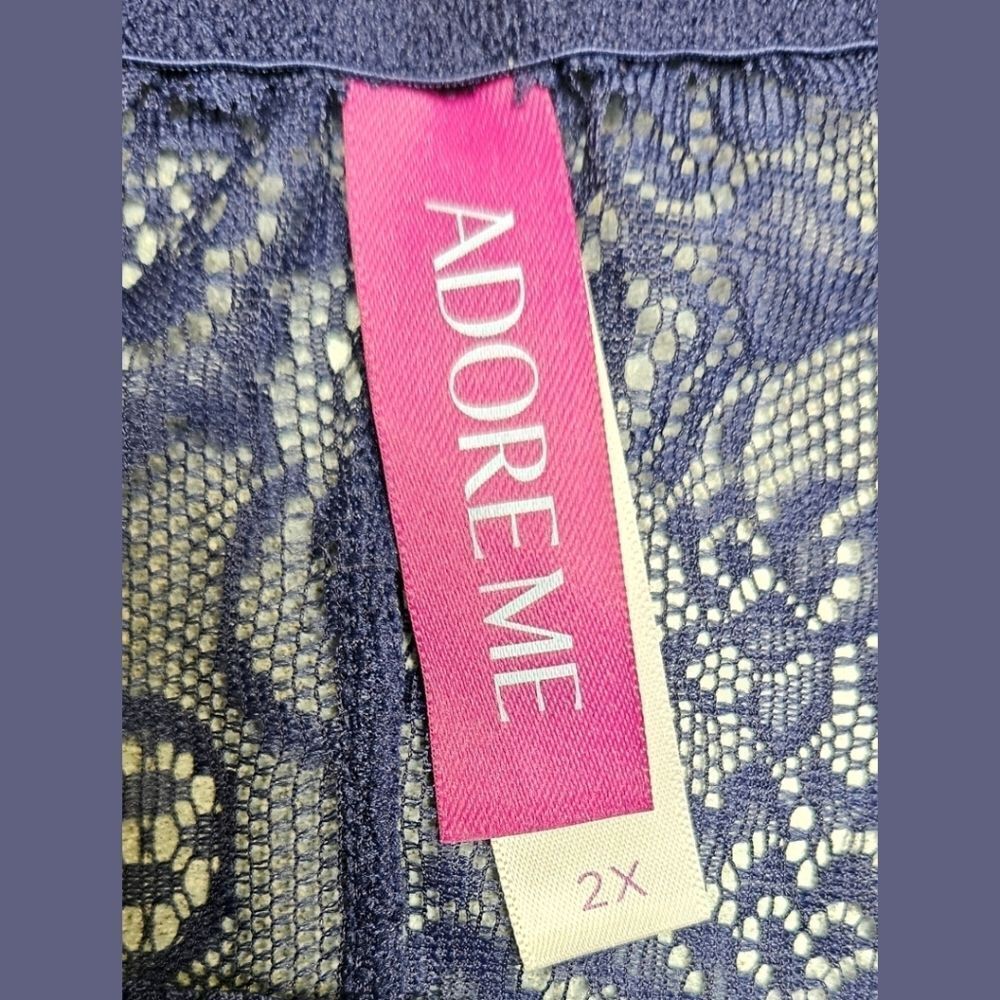 Adore Me 2X Medieval Blue Lace Satin Cami Shorts Lingerie Set - Picture 10 of 16
